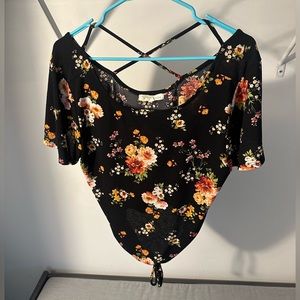 Rewind Black Floral Large Blouse